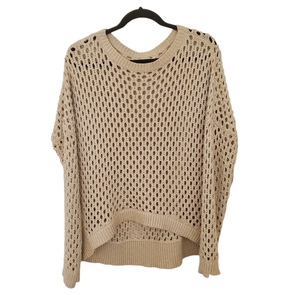 Paper Denim & Cloth Medium High Low Hem Crochet Sweater